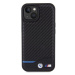 BMW hard silikonové pouzdro iPhone 15 6.1" black Leather Carbon