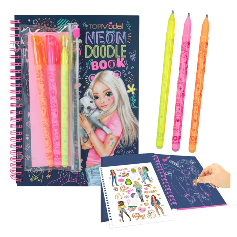 Top model, 3497670, Neon doodle book, kreativní omalovánky se samolepkami a pery