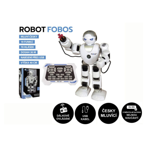 Robot RC FOBOS plast interaktivní chodící 40cm česky mluvící na baterie s USB v krabici 31x45x13 Teddies
