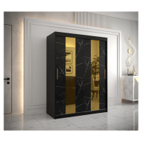 Šatní skříň Abi Golden Pole Barva korpusu: Černá, Rozměry: 150 cm, Dveře: Černý Marmur + zlaté z