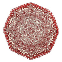 Koberec osmiúhelníkový o 120 cm orientální styl, barva červená a krémová MEZITILI, 182281