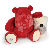 Plyšový hroch s dekou Red Love Hippo Chill Histoire d’ Ours červený 45 cm od 0 měsíců