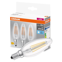 3PAK LED žárovka LED E14 B40  4W = 40W 470lm  4000K Neutrální 320° Filament OSRAM Base