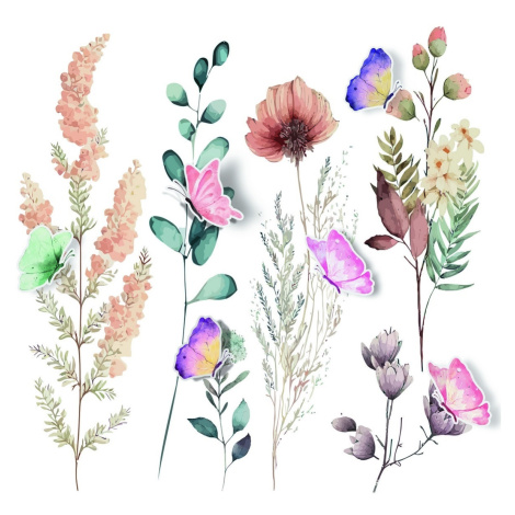 Samolepící dekorace Watercolor Flowers, 30 x 30 cm
