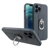 Silikonové pouzdro Ring Case s úchytem na prst a stojánkem pro Samsung Galaxy A32 5G tmavě modré