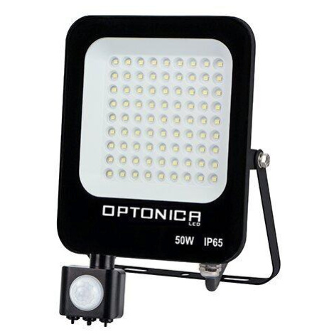 LED SMD reflektor s PIR čidlem Černý Body IP65 50W Studená bílá Optonica