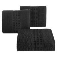 Bavlněný froté ručník s proužky ROSSI 50x90 cm, černá, 500 gr Mybesthome