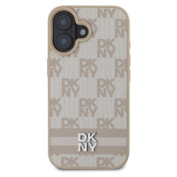 Zadní kryt DKNY PU Leather Checkered Pattern and Stripe pro Apple iPhone 16, růžová