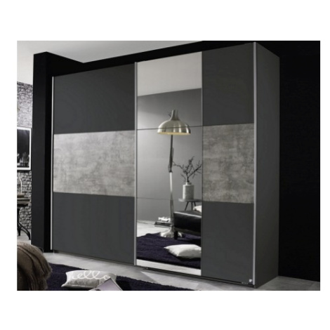Šatní skříň Prenzlau, 218 cm, tmavá šedá/šedý beton Asko