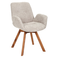 Estila Designová moderní otočná židle Gothenborg se světlým béžový buklé čalouněním as opěrkami 