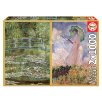 Puzzle Claude Monet - The Water-Lily Pond - Woman with Parasol Turned to the Left Educa 2 x 1000