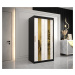 Šatní skříň Abi Golden Pole Barva korpusu: Černá, Rozměry: 100 cm, Dveře: Bílý Marmur + zlaté zr
