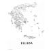 Mapa Ellada black & white, (30 x 40 cm)