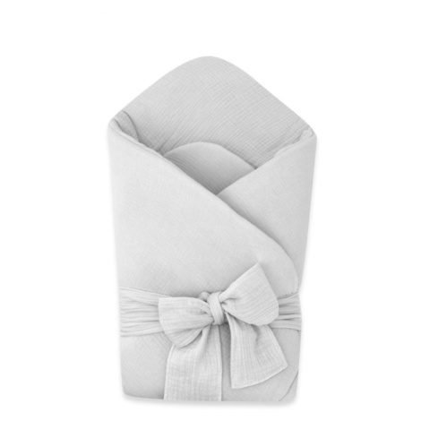 Baby Nellys Elegantní mušelínová zavinovačka s vázáním Nature, 75x75 cm, šedá