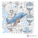 Chlapecká samolepka na zeď - Medvídek s modrým letadlem