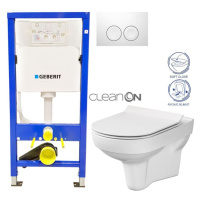 GEBERIT DuofixBasic s bílým tlačítkem DELTA21 + WC CERSANIT CITY NEW CLEANON + WC SEDÁTKO SLIM 4