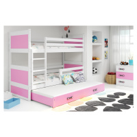 BMS Dětská patrová postel s přistýlkou RICO 3 | bílá 80 x 160 cm Barva: bílá / růžová