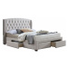 Manželská čalouněná postel s roštem a úložným prostorem 160x200 krémová TK3127