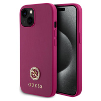 Guess PU 4G Strass Metal Logo kryt iPhone 15 růžový