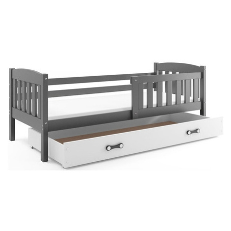 Dětská postel KUBUS s úložným prostorem 80x160 cm - grafit Bílá BMS