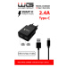 Nabíječka WG 2xUSB 2,4A + kabel USB-C, černá