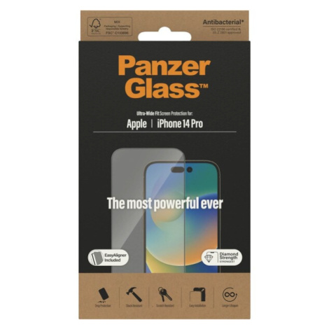 PanzerGlass™ Ultra-Wide Fit sklo iPhone 14 Pro s instalačním rámečkem