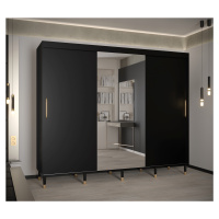 Šatní skříň Abi Calipso T1 Barva korpusu: Černá, Rozměry: 250 cm, Dveře: Černá + zrcadlo