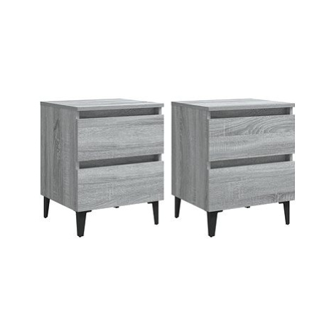 SHUMEE Noční stolky s kovovými nohami 2 ks šedé sonoma 40 × 35 × 50 cm, 813131