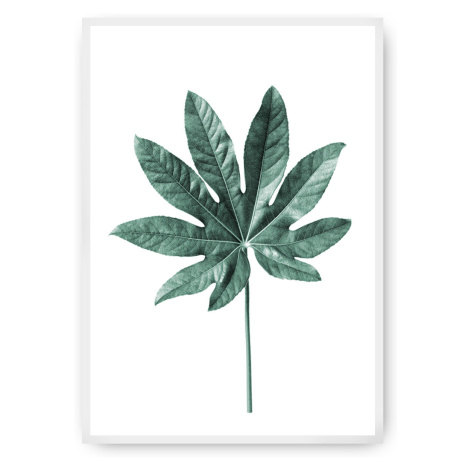 Dekoria Plakát  Leaf Emerald Green, 70 x 100 cm, Ramka: Biała