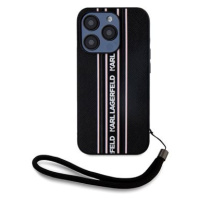 Karl Lagerfeld PU Saffiano Athleisure Stripe and Strap Zadní Kryt pro iPhone 15 Pro Pink