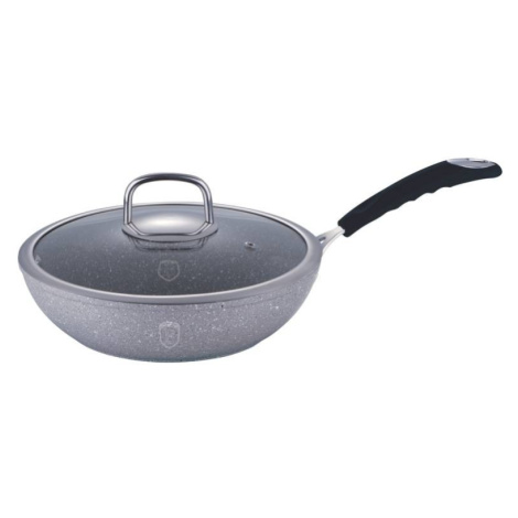 BERLINGERHAUS Wok s mramorovým povrchem s poklicí 28 cm Gray Stone Touch Line BH-1160 Berlinger Haus