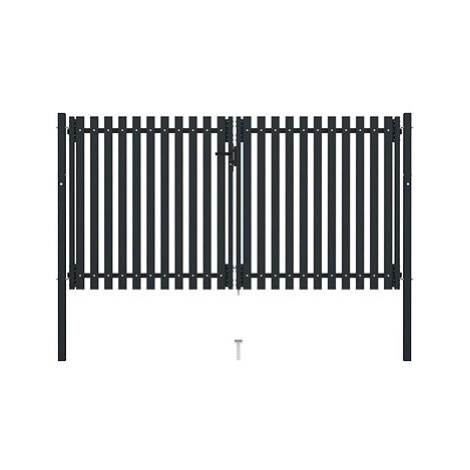 Dvoukřídlá plotová branka ocelová 306×220 cm antracitová SHUMEE