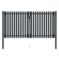 Dvoukřídlá plotová branka ocelová 306×220 cm antracitová