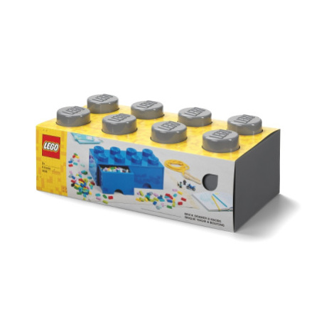 LEGO úložný box 8 s šuplíky - tmavě šedá