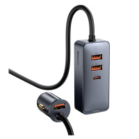 Baseus Share Together autonabíječka s prodlužovačem, 3x USB, USB-C, 120W (šedá)