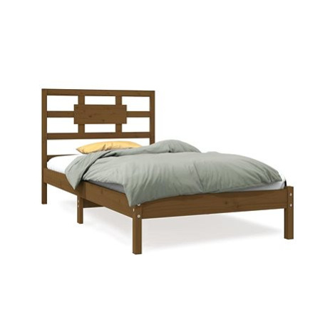 Rám postele medově hnědý masivní dřevo 100 × 200 cm, 3105658 SHUMEE