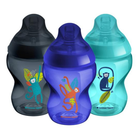 Kojenecká láhev pomalý průtok, 260 ml, Jungle Picks green, 3 ks TOMMEE TIPPEE