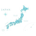 Mapa Map of Japan in aquamarine watercolor, Blursbyai, 40 × 26.7 cm