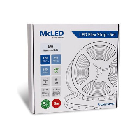 McLED Set LED pásek 3m, NW, 9,6W/m