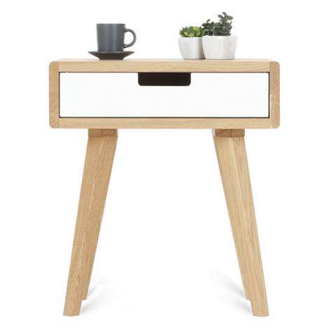 Benlemi Zaoblený noční stolek ze dřeva LUNA FLO bílý Zvolte kvalitu dřeva: 1. Dubový masiv třídy