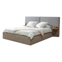Světle šedá čalouněná dvoulůžková postel s úložným prostorem s roštem 160x200 cm Blandine – Bobo