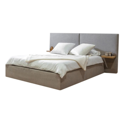 Světle šedá čalouněná dvoulůžková postel s úložným prostorem s roštem 160x200 cm Blandine – Bobo Bobochic Paris