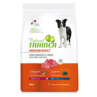 Natural Trainer Medium hovězí a rýže granule 3 kg