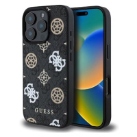 Guess PU 4G Peony MagSafe Zadní Kryt pro iPhone 16 Pro Max Black