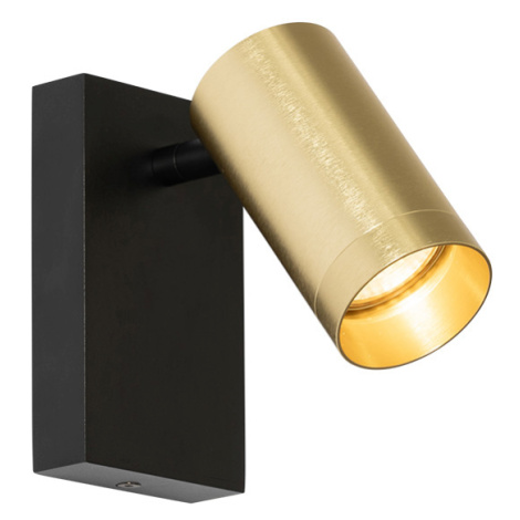 Nástěnné svítidlo černé se zlatým nastavitelným vypínačem - Jeana Luxe QAZQA