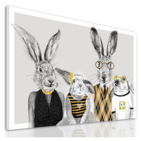 Obraz na plátně HIPSTER RABBIT FAMILY F různé rozměry Ludesign ludesign obrazy: 80x60 cm