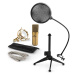 Auna MIC-900G-LED V2, USB mikrofonní sada, zlatý kondenzátorový mikrofon + pop-filter + stolní s