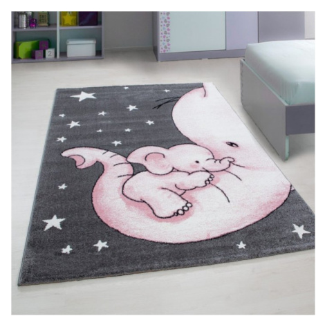 ELIS DESIGN Dětský koberec - Slůně na chobotu barva: šedá x růžová, rozměr: 80x150 Elisdesign