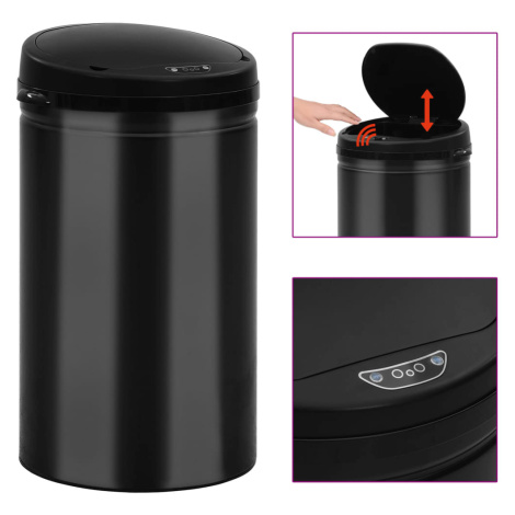 vidaXL Odpadkový koš s automatickým senzorem 40 l uhlíková ocel černý