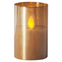 Oranžová LED vosková svíčka ve skle Star Trading M-Twinkle, výška 7,5 cm
